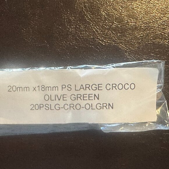 Olive Croco Genuine Leather Watch Band–20mm (w/ Built in Quick Release pins) - Picture 3 of 5